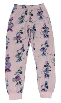 Světlerůžové plyšové pyžamové kalhoty s Minnie zn. Disney 