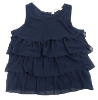 Tmavomodrý lehký top s volánky H&M