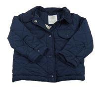 Tmavomodrá šusťáková prošívaná zateplená bunda F&F