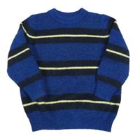 Tmavomodro-černý pruhovaný vlněný svetr John Lewis