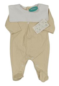 Nové - béžový overal s bílým límcem 