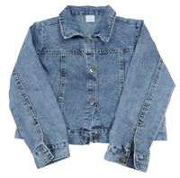 Modrá melírovaná crop lehká riflová bunda s Minnie 