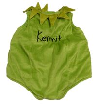Kostým - zelené plyšové vycpané body s nápisem - Kermit
