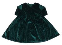 Tmavozelené sametové třpytivé šaty 