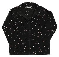 Černá fleecová puntíkatá propínací mikina H&M