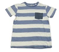 Bílo-modré pruhované tričko s kapsou Next
