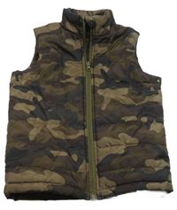 Hnědá army šusťáková lehce zateplená vesta C&A