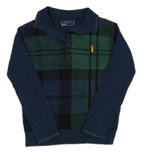 Tmavomodro-zelený kostkovaný svetr s límečkem Next