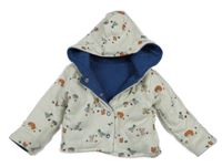 Smetanová zateplená oboustranná propínací mikina se zvířátky a kapucí Jojo Maman Bébé