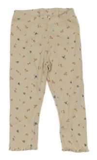 Smetanové žebrované květované legíny H&M