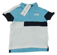 Nové - bílo-modro-černé polo tričko s nápisem George