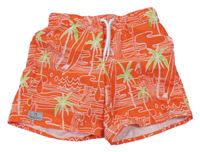 Červené plážové kraťasy s palmami Decathlon