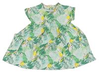Smetanovo-zelené bavlněné šaty s listy a citróny Mamas&Papas