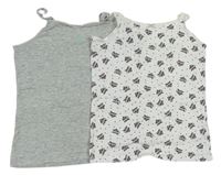 2x košilka - bílá s liškami + šedá melírovaná F&F