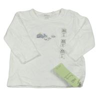 Bíé perforované triko s velrybami zn. M&S