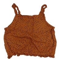 Hnědo-černý puntíkatý crop top H&M