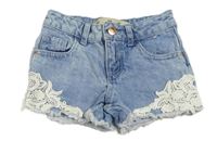 Světlemodré riflové kraťasy s krajkou Denim Co.