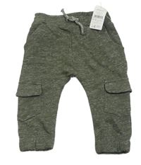 Nové - Khaki melírované cargo tepláky Nutmeg