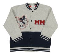 Šedo-tmavomodrá propínací mikina s Mickeym Disney