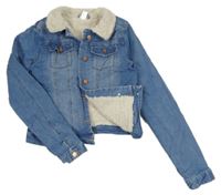 Světlemodrá zateplená crop riflová bunda Denim Co.