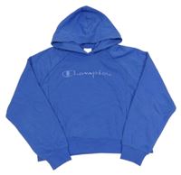 Modrá crop mikina s logem a kapucí Champion