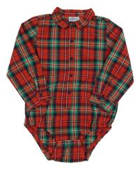 Červeno-zelené kostkované košilové body 