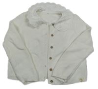 Bílý propínací crop svetr s límečkem s madeirou George