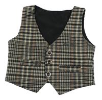 Béžovo-černá kostkovaná vesta 