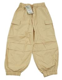 Nové - Pískové plátěné cargo cuff kalhoty Tu