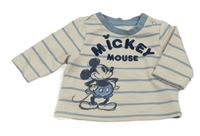 Béžovo-modré pruhované triko s Mickeym Primark