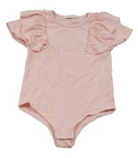 Světlerůžové žebrované body s volánky 