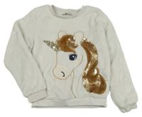 Smetanová plyšová mikina s jedorožcem C&A