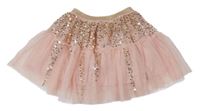 Světlerůžovo-zlatá tylová sukně s flitry H&M
