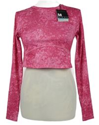 Nové - Dámské tmavorůžové vzorované sportovní crop triko Workout 