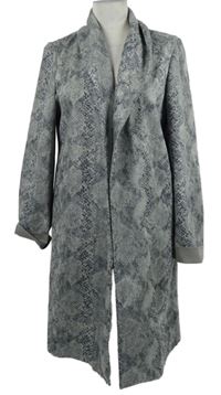 Dámský šedo-tmavomodrý vzorovaný semišový cardigán C&A