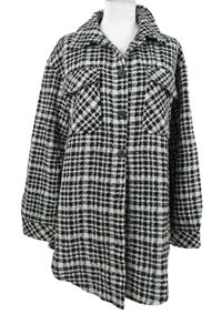 Dámský černo-bílý kostkovaný pletený kabát Shein 