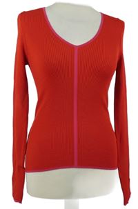 Dámský červený žebrovaný lehký svetr Next 