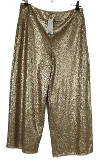 Nové - Dámské zlaté flitrové culottes kalhoty F&F
