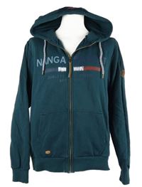 Pánská petrolejová propínací mikina s nápisem a kapucí NANGAparbat 