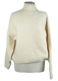 Dámský béžový žebrovaný volný svetr s rolákem F&F