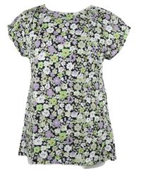 Dámské černo-zeleno-fialové kytičkované tričko Infinity 