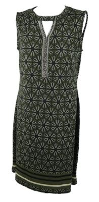 Dámské khaki-černé vzorované šaty s korálky