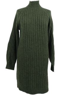 Dámské khaki žebrované svetrové šaty se stojáčkem Topshop 