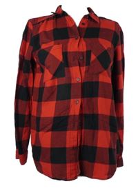 Dámská červeno-černá kostkovaná flanelová halenka H&M