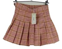 Nové - Dámská růžová kostkovaná skládaná sukně