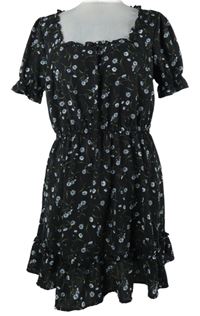 Dámské černé kytičkované šaty H&M