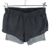 Dámské černo-šedé sportovní dvojité kraťasy H&M