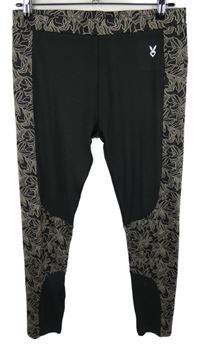 Dámské černo-světlerůžové vzorované sportovní legíny 