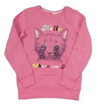 Růžová mikina s kočičkou kids