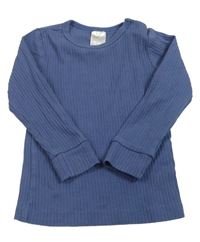 Modré žebrované triko H&M